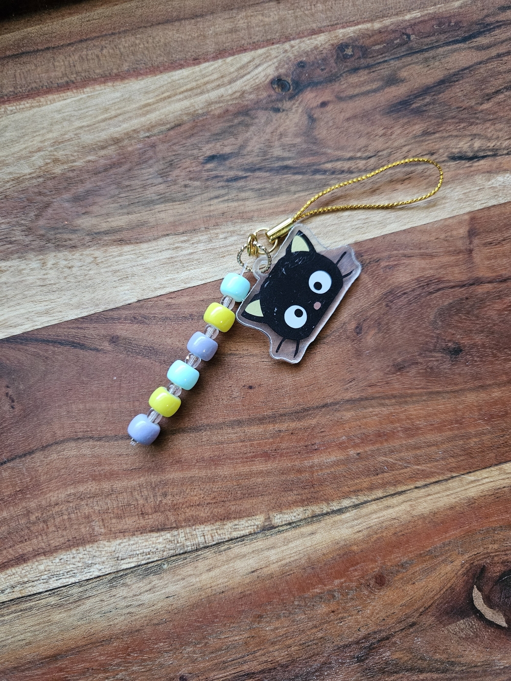 Cute Chococat Charm with Pastel Bead Dangle